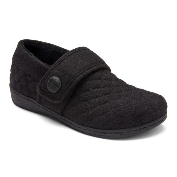 Vionic Slippers Ireland - Jackie Slipper Black - Womens Shoes On Sale | TDGIW-3614